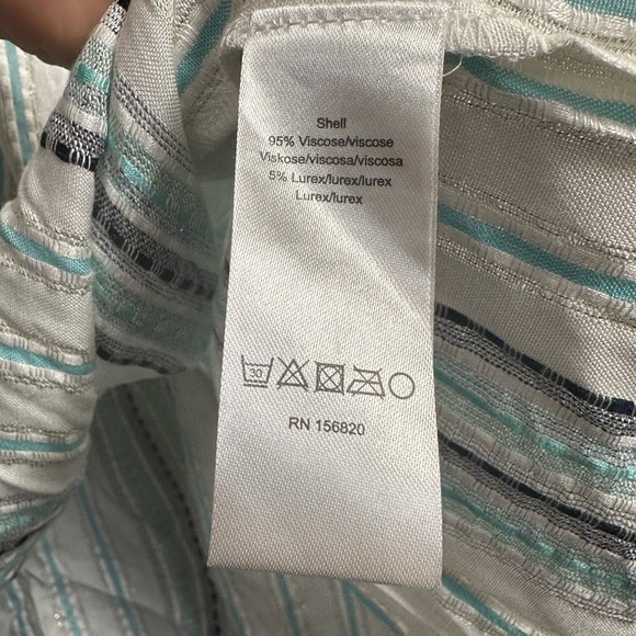 Allison Taylor White Blue Silver Tie Front Tunic - Picture 7 of 8